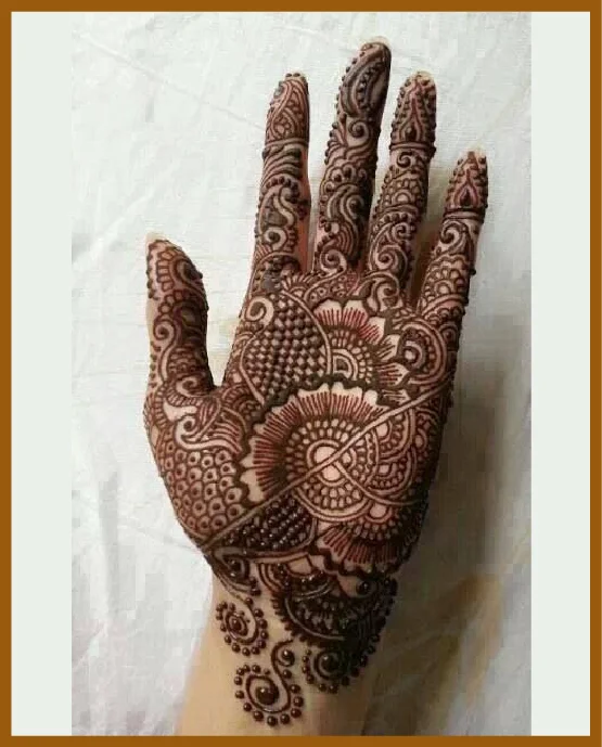 Stylish Front Hand Mehndi Design Featuring Back Loop Flowers